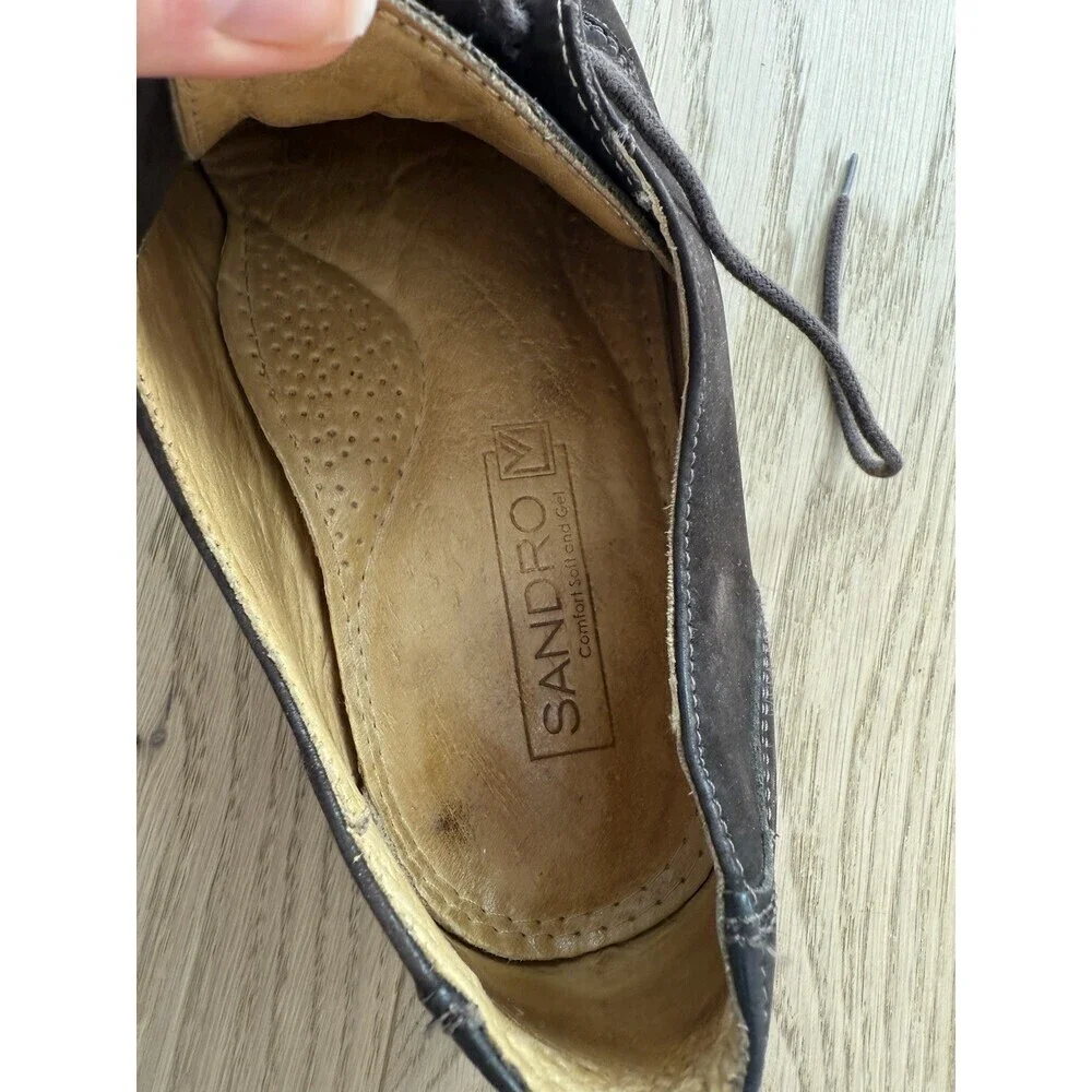 Sandro Shoes Brown Suede Leather Oxford Lace Up Comfort Soft Gel Men’s 10.5 D